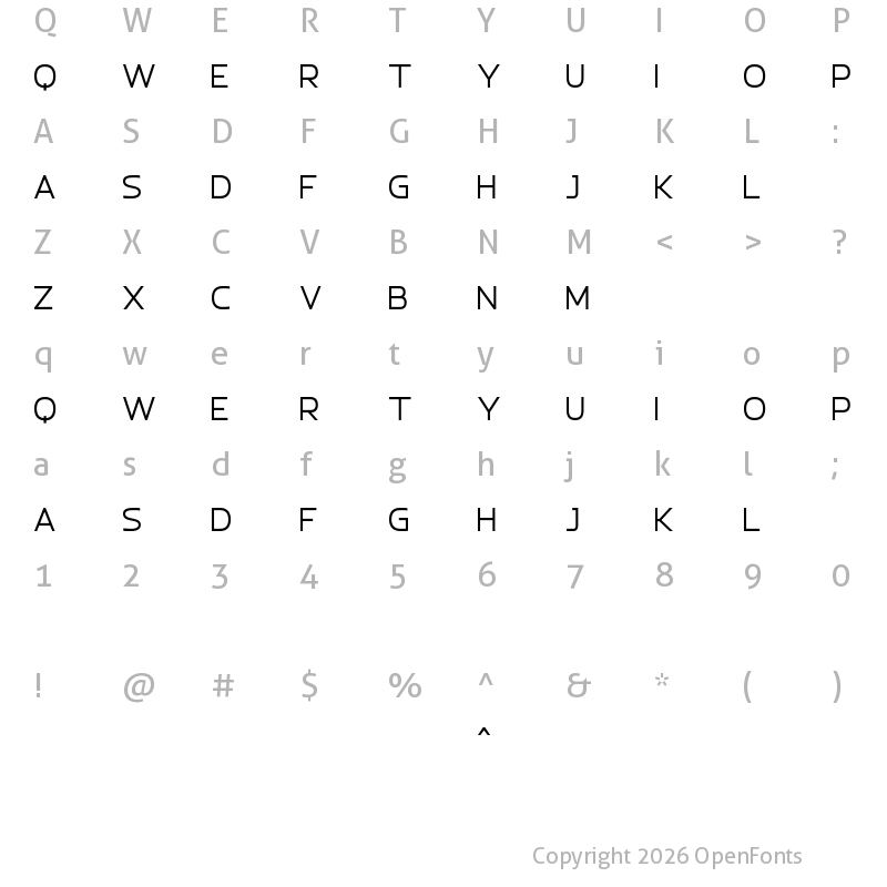 Character Map of Applemilk Regular