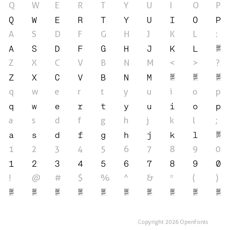 Character Map of Approach Mono TRIAL Light