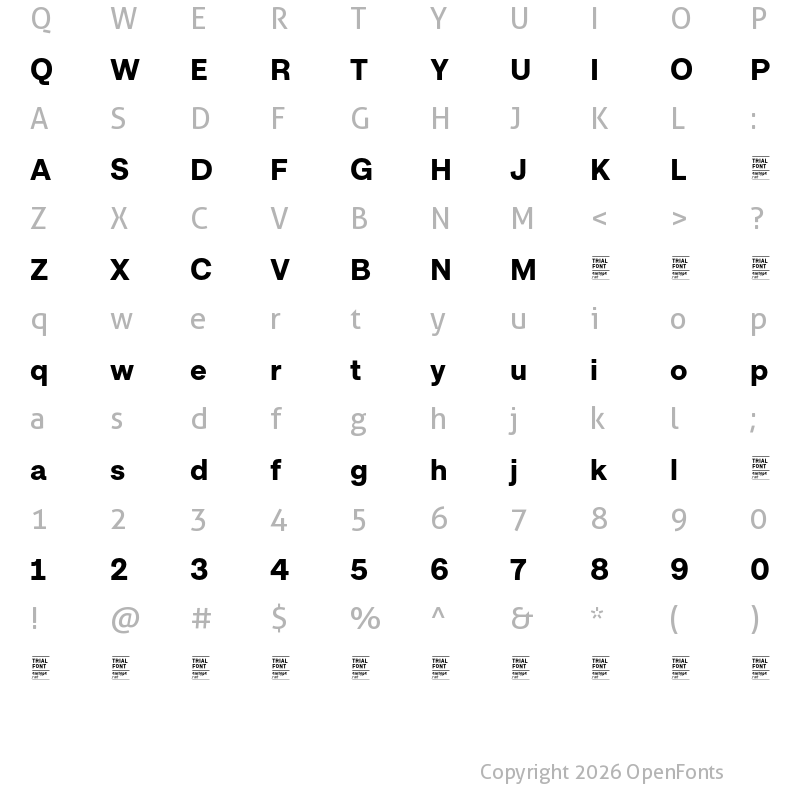 Character Map of Approach TRIAL Bold