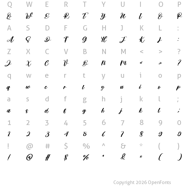 Character Map of April Signature Regular