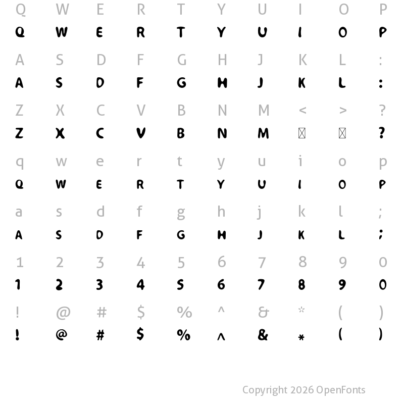 Character Map of Aqualo Regular