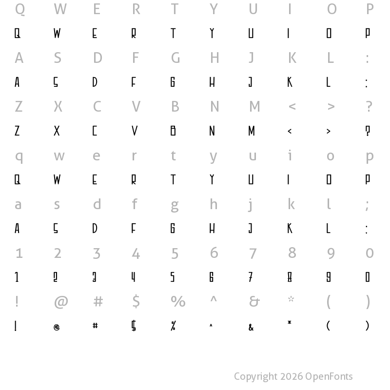 Character Map of Aquarilla Regular
