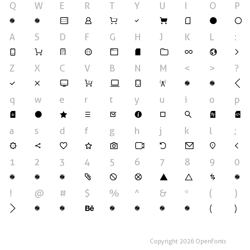 Character Map of Aquawax Pro Pictograms Regular