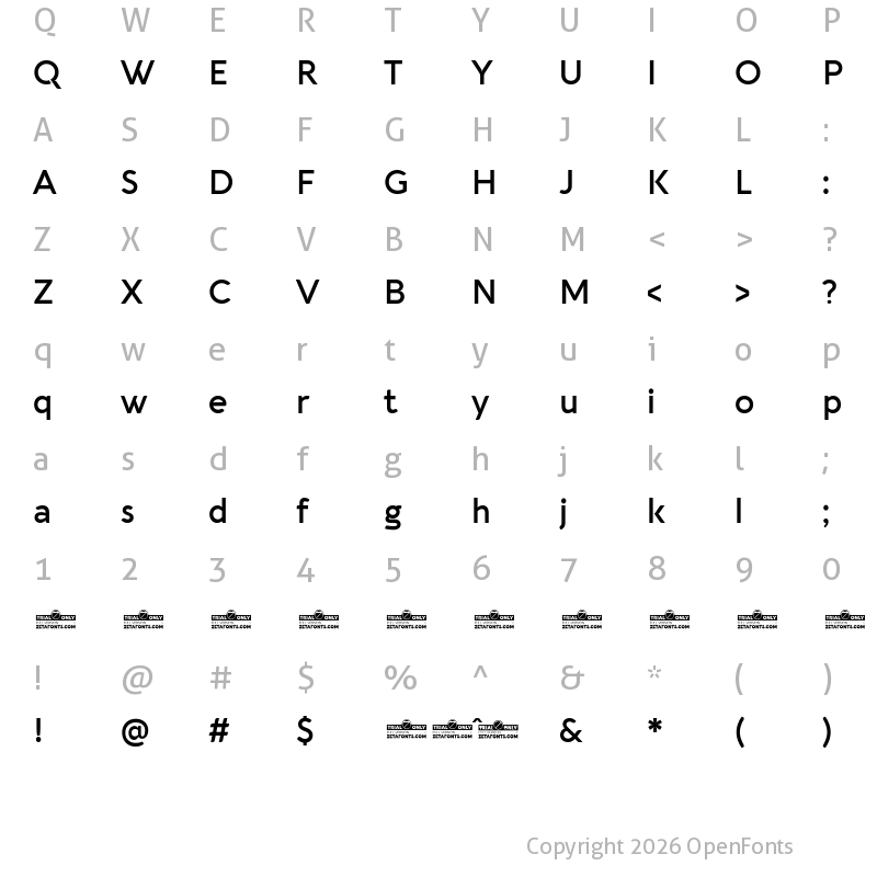 Character Map of Aquawax Pro Trial DemiBold