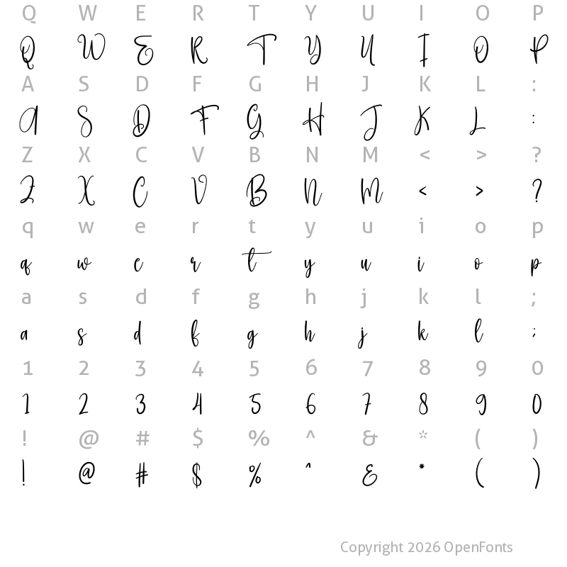 Character Map of Arabesque Regular