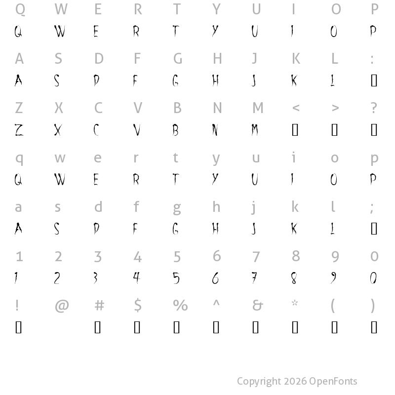 Character Map of aracnoide Regular