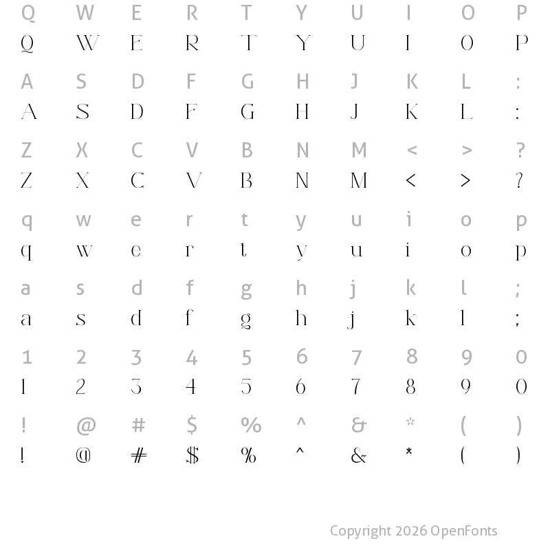 Character Map of Arameza Demo Regular