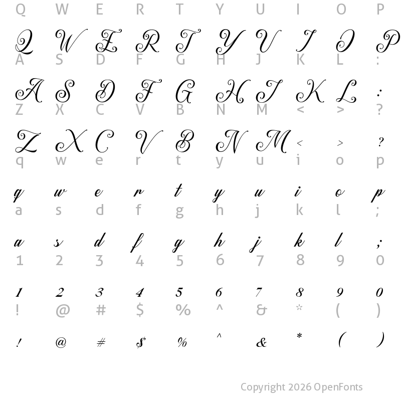 Character Map of Arastin Script FREE DEMO Regular