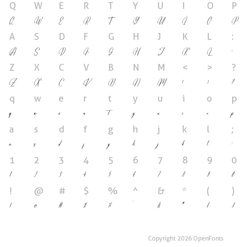 Character Map of Arathevil Bontegliar Regular