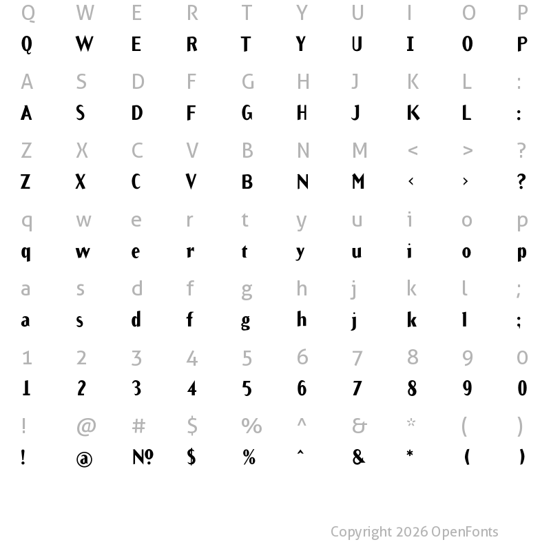 Character Map of Arbitrary OT Bold