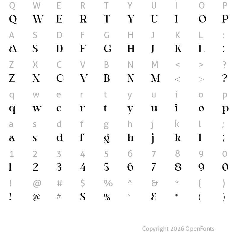Character Map of Archer Gage Demo Regular