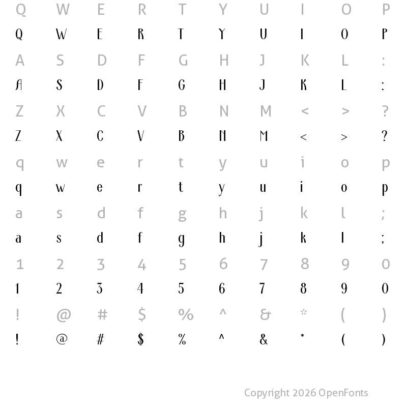Character Map of Ardeco Regular