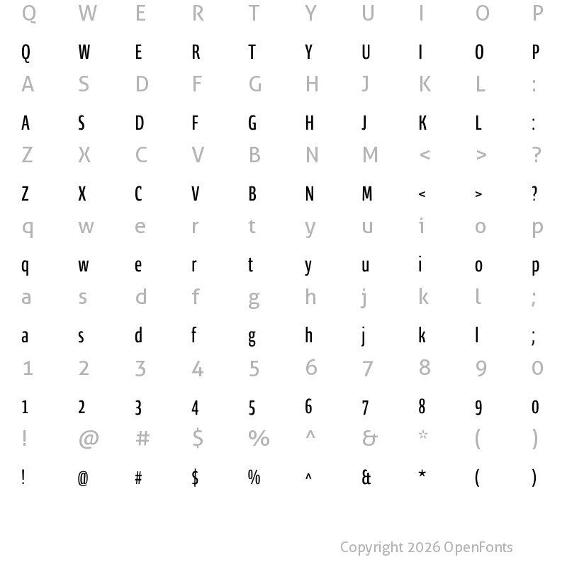 Character Map of Ardoise Std Compact Demi