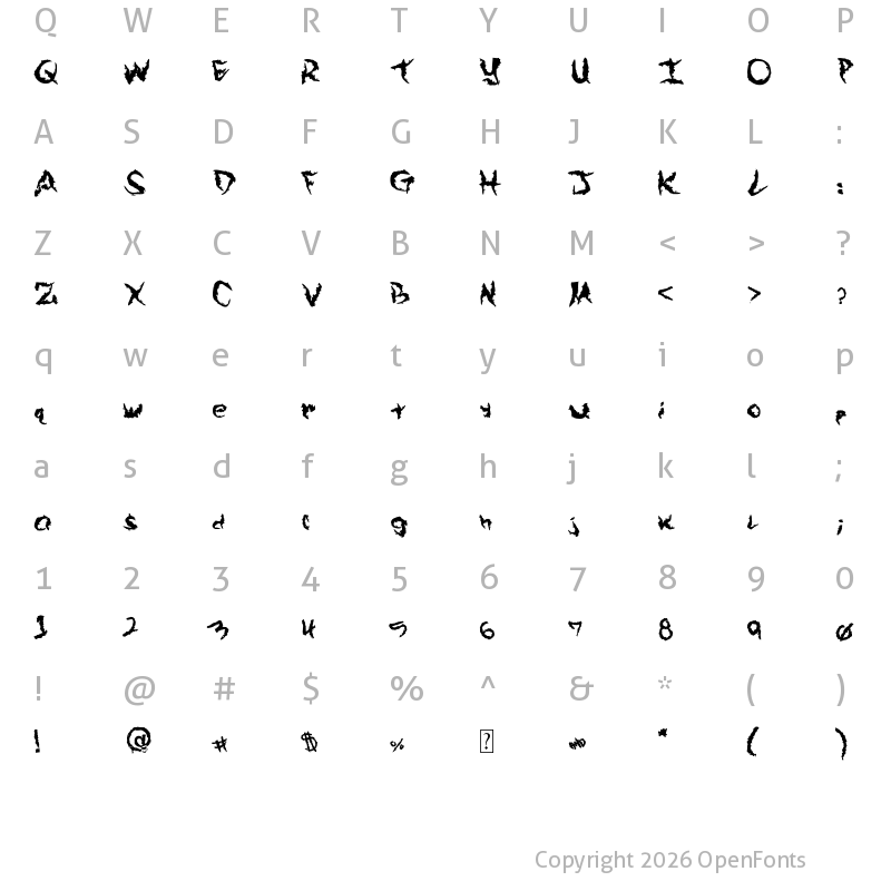 Character Map of Arek Is So Grungey Regular