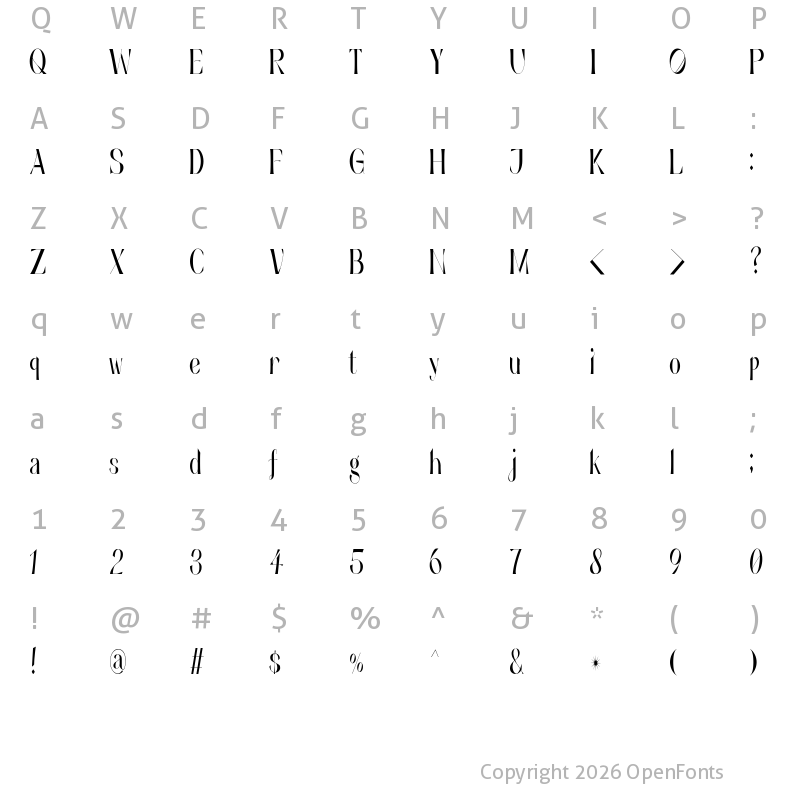 Character Map of areminiscentsmile Thin