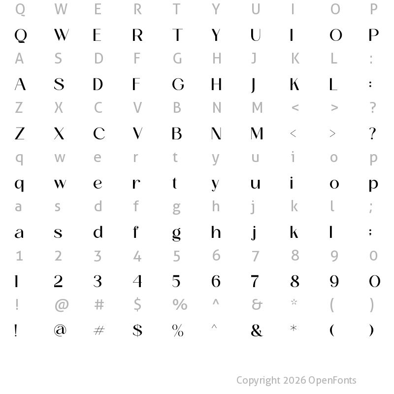 Character Map of Arenta Regular