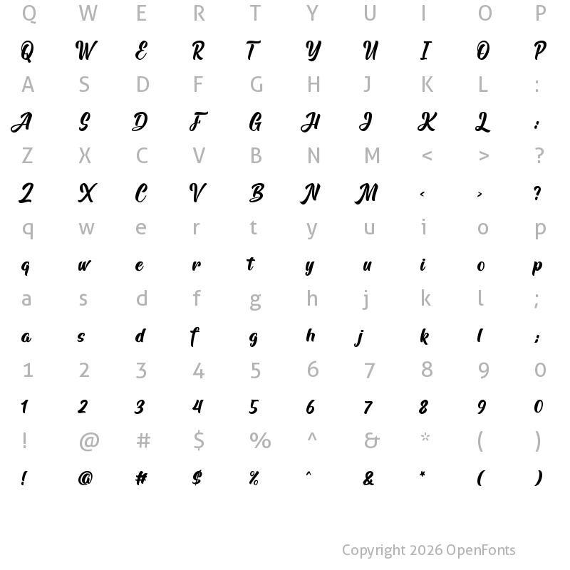 Character Map of Arfelick Feather Regular