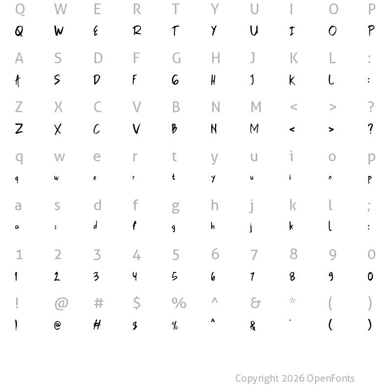 Character Map of Arfindes Orthem Demo Regular