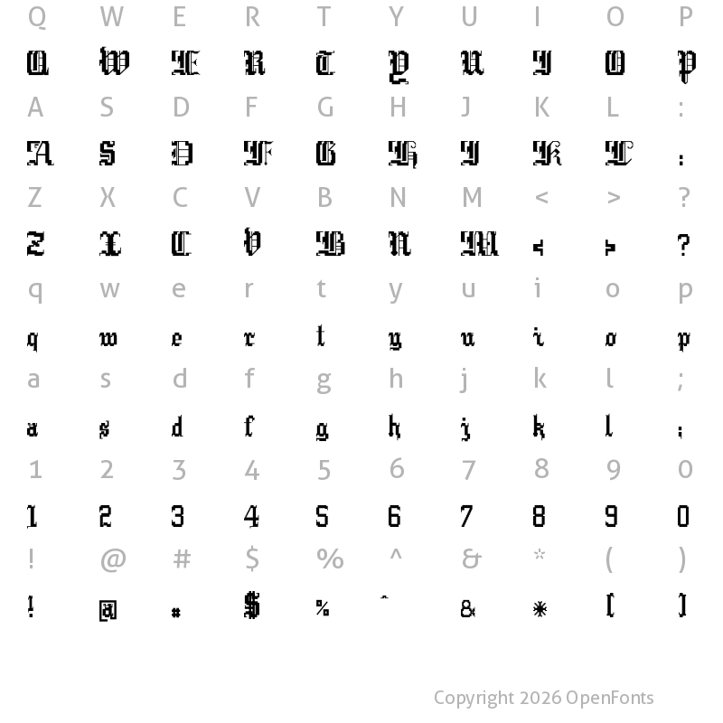 Character Map of Argor Cwar Scaqh Regular