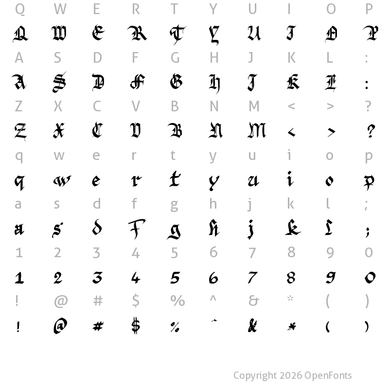 Character Map of Argor Fast Scaqh Regular