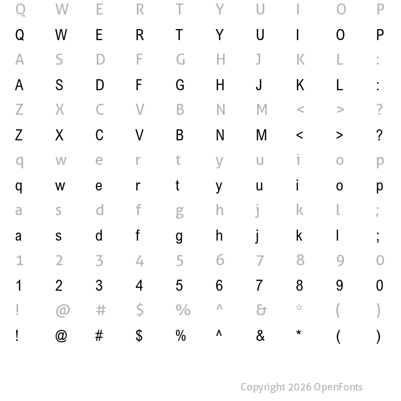 Character Map of ArialNovaW10-Condensed Regular