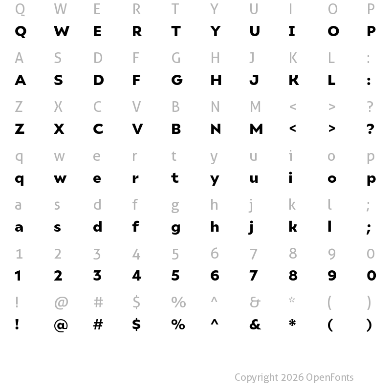 Character Map of Ariana Pro Black