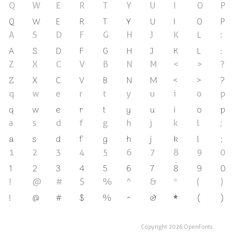 Character Map of Arima Thin