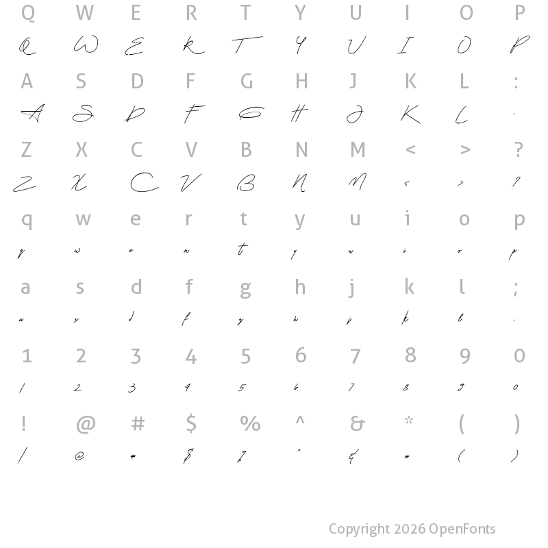 Character Map of Arion Typeface Alt Regular