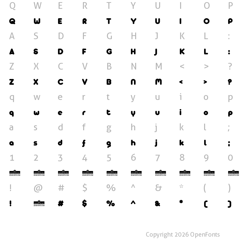 Character Map of Arista Pro Alternate Fat