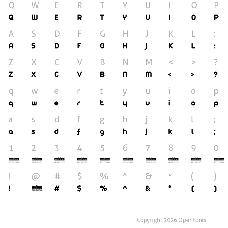 Character Map of Arista Pro Trial Bold