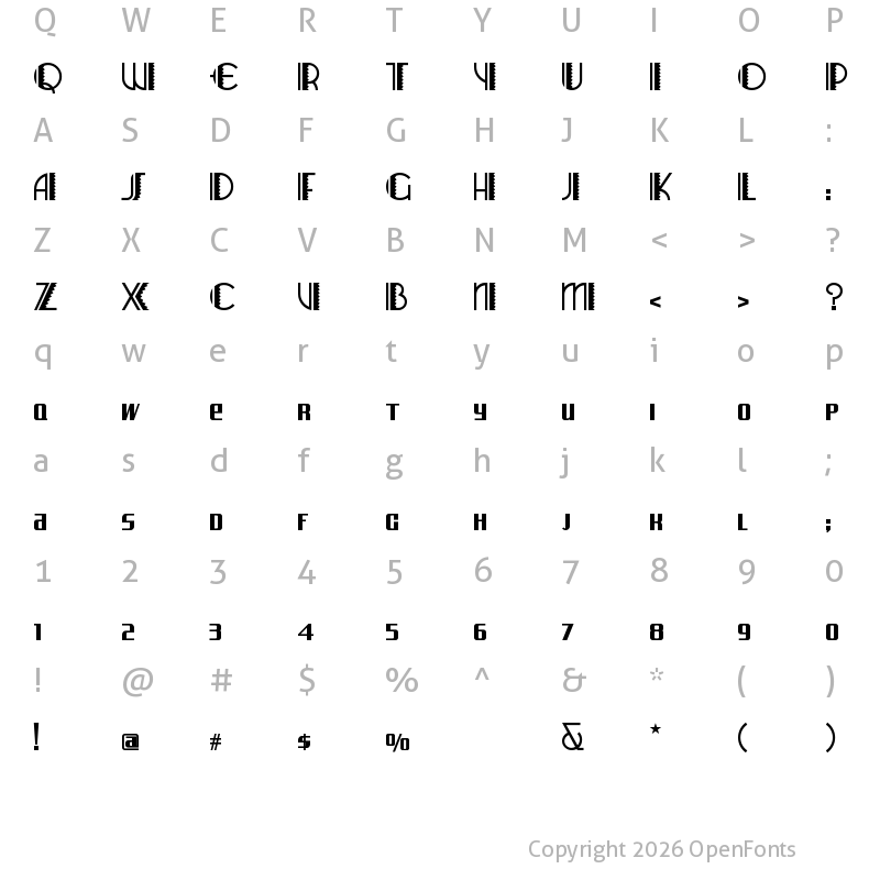 Character Map of Arizona Airways NF Regular