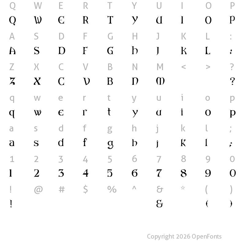 Character Map of ARKHAM Reg