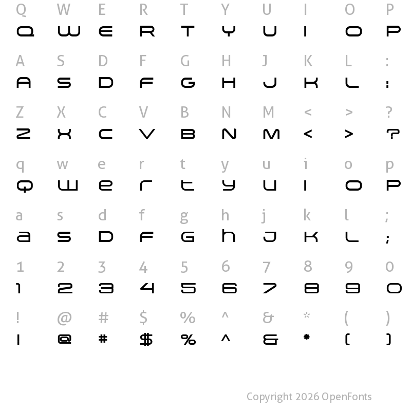 Character Map of Arkitech Bold Bold