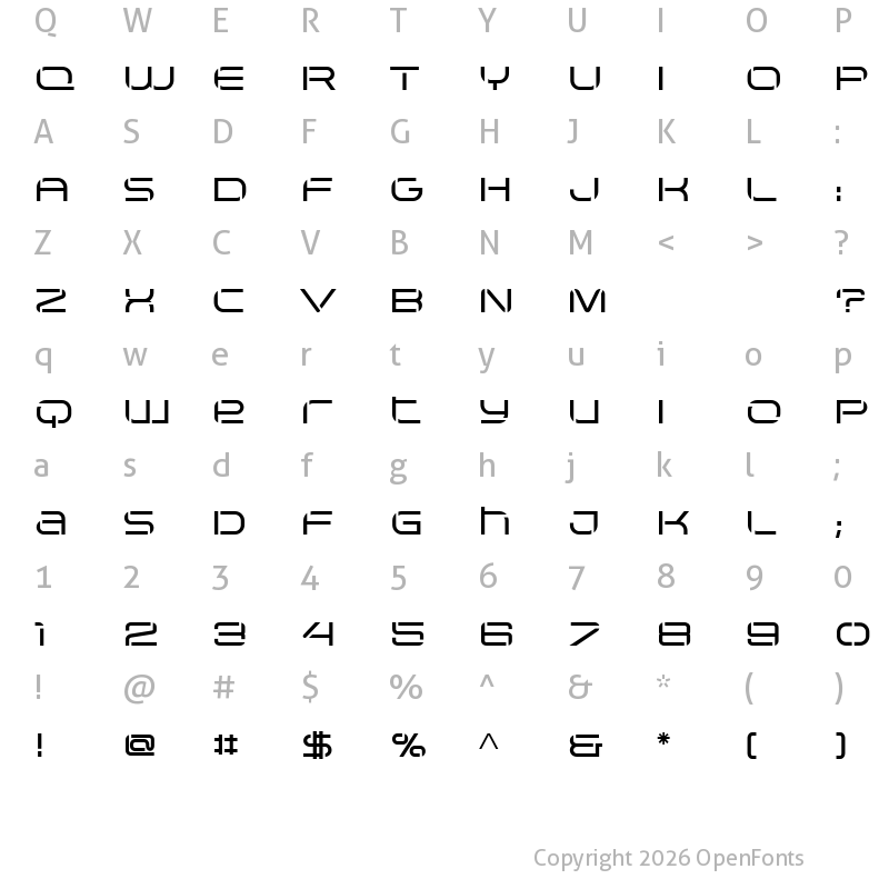 Character Map of Arkitech Stencil Medium