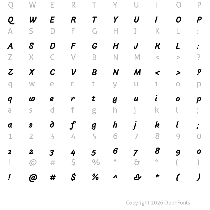 Character Map of Arlette Medium Italic