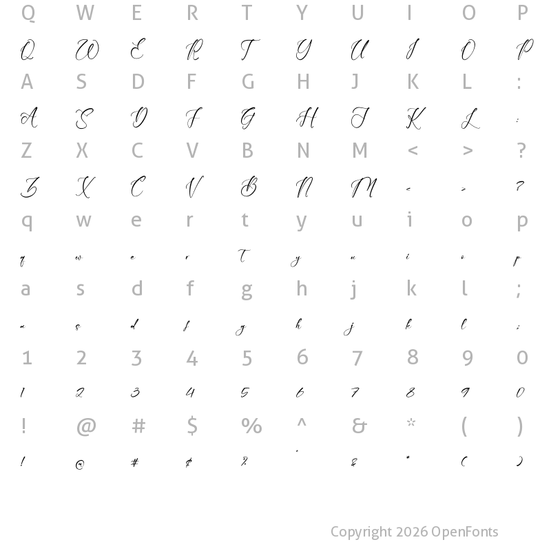 Character Map of Arllontesha Rosttecy Regular