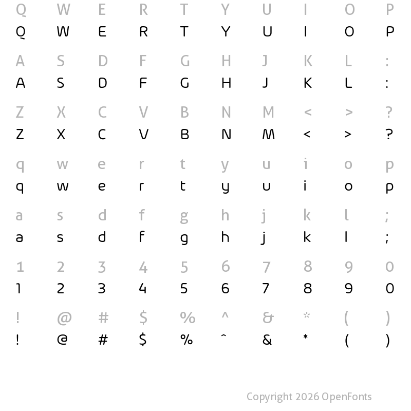 Character Map of Arlon Regular
