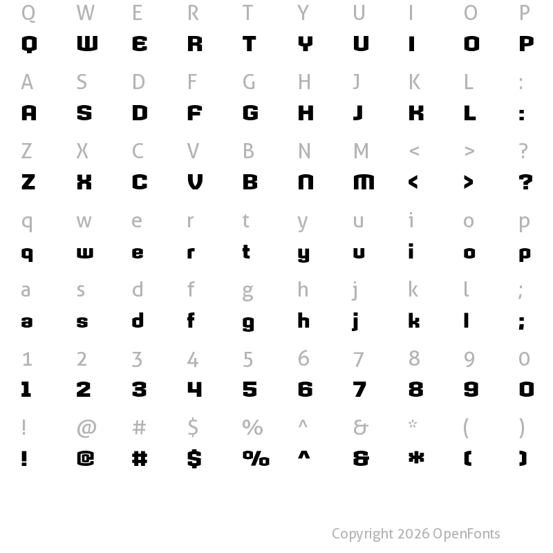 Character Map of Armada Bold