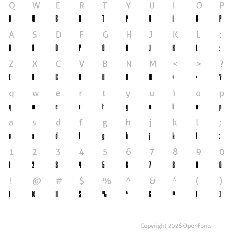 Character Map of Armada BoldCompressed