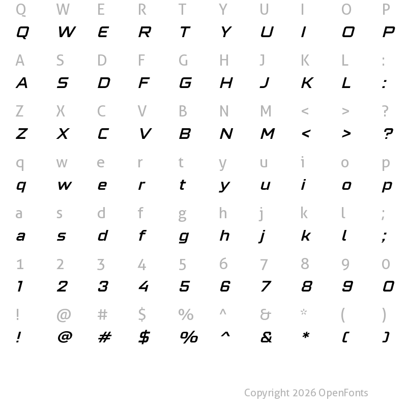 Character Map of Armstrong Oblique Regular