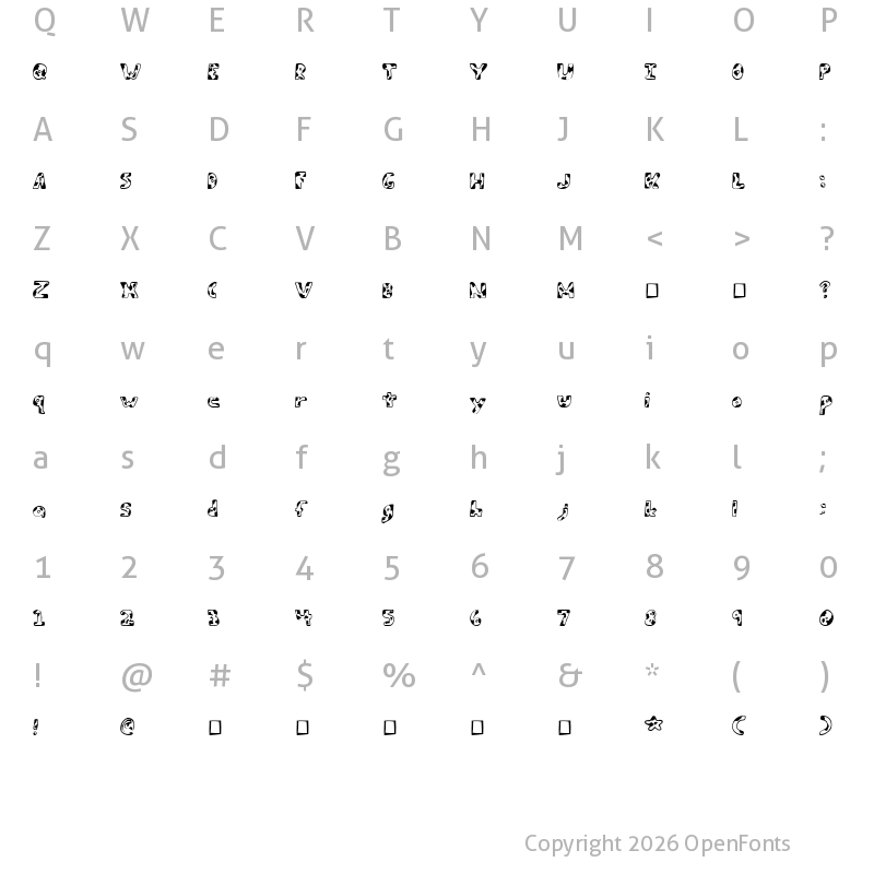 Character Map of Army Beans Regular
