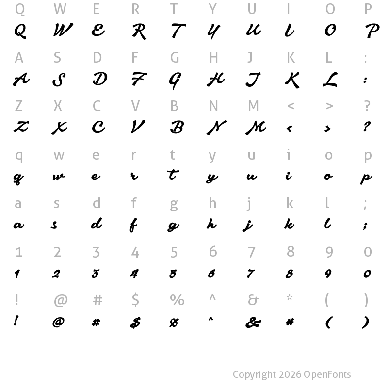 Character Map of Aromia Script Black