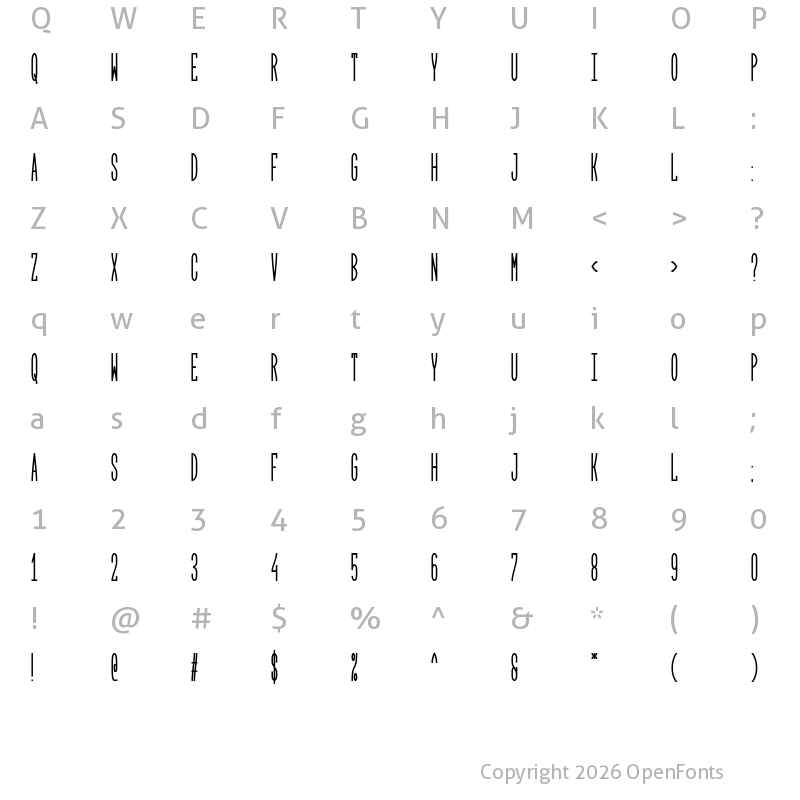 Character Map of Arrose Regular