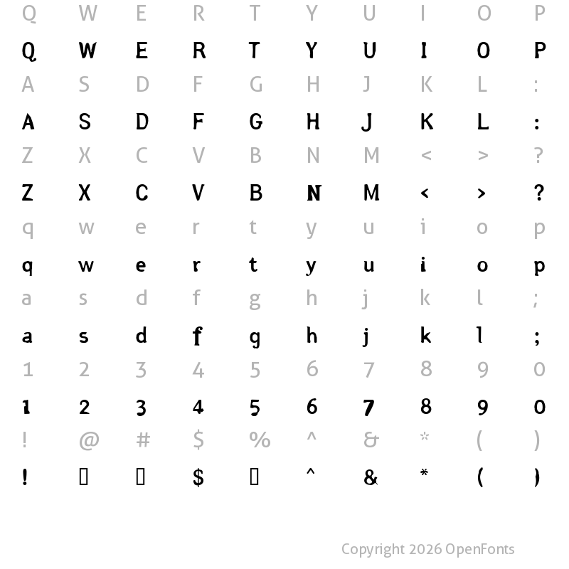 Character Map of Arsle Gothic Regular