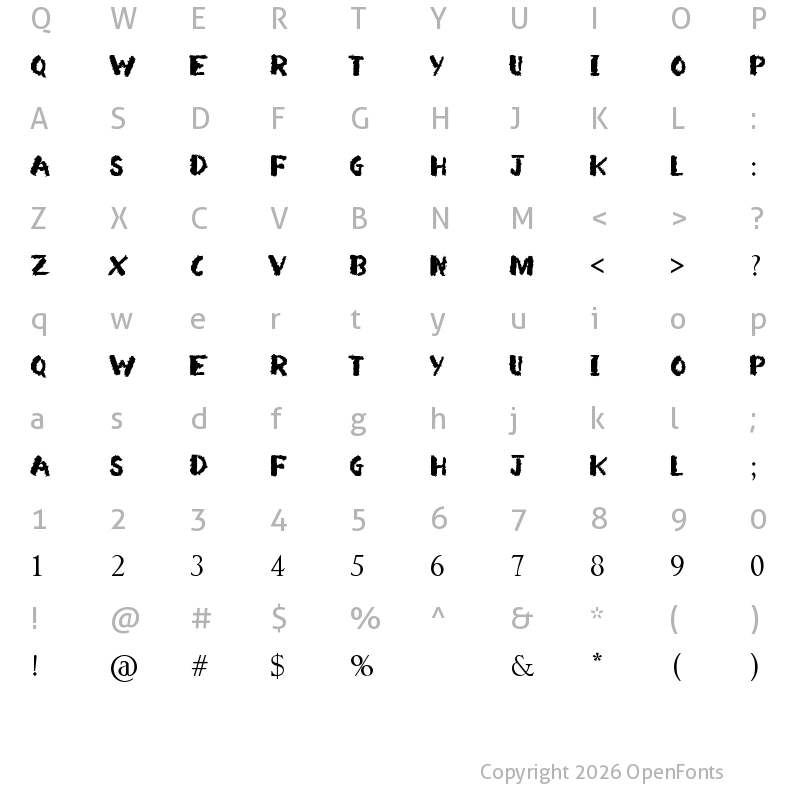 Character Map of Arsonist Regular