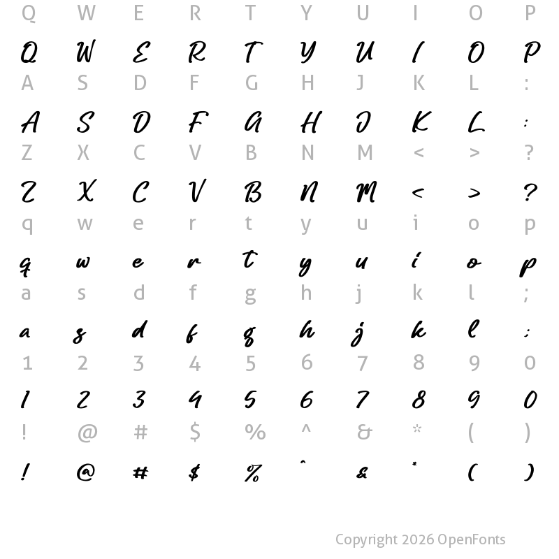 Character Map of Arteanie Caraslle Regular