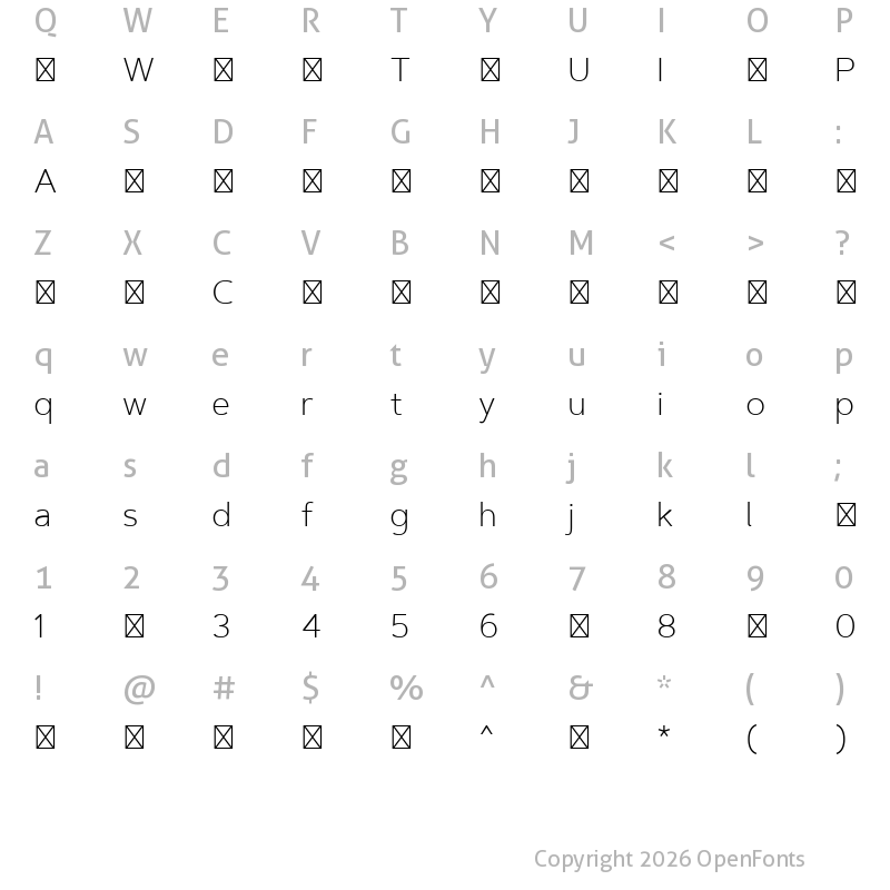 Character Map of ArtegraSansExtraLight ?