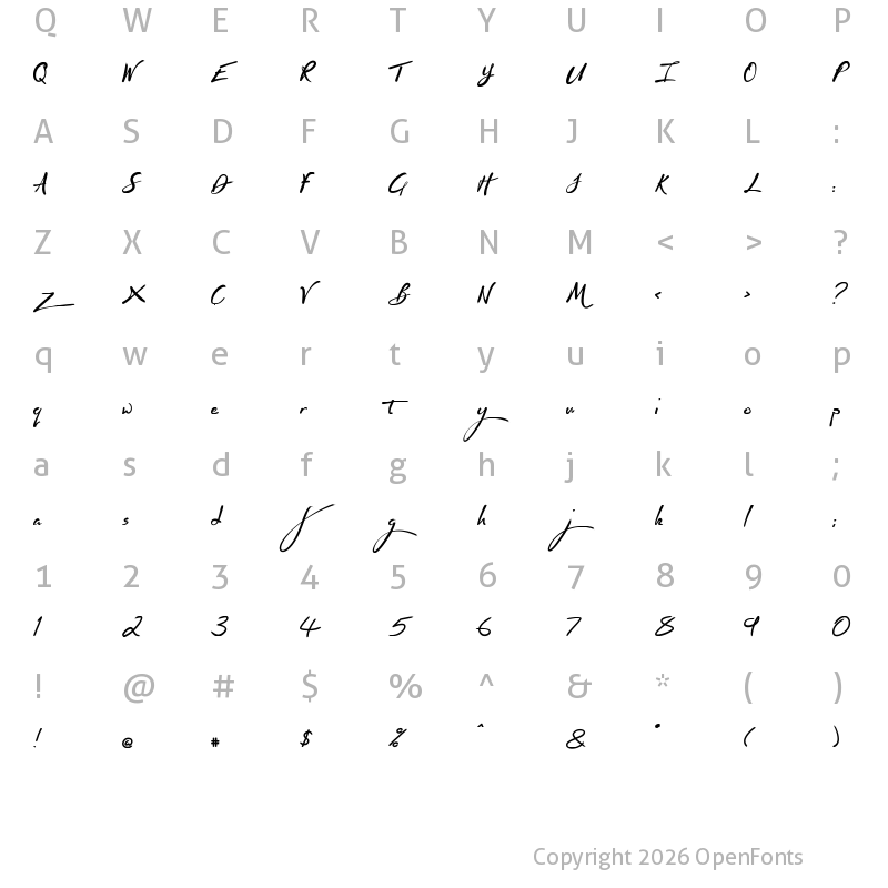 Character Map of Artful Beauty Regular
