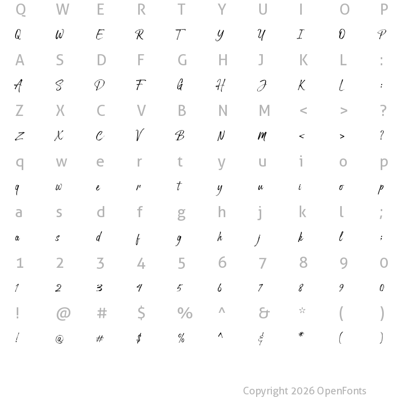 Character Map of Arthur Hill Regular