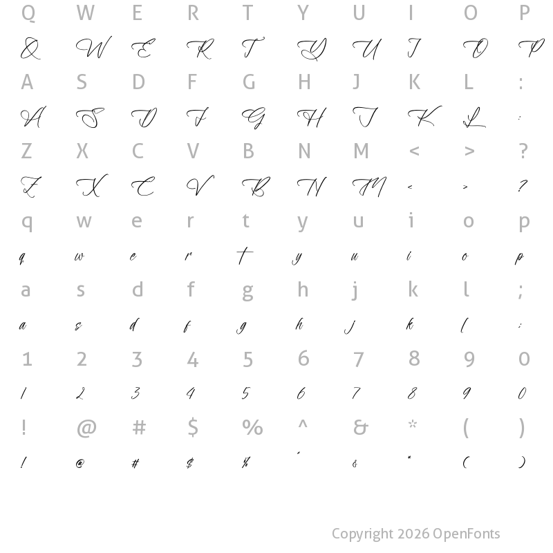 Character Map of Arthurlla Theodyre Regular